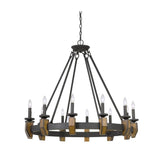 12 Light Cruz Metal & Wood Chandelier