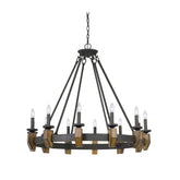 12 Light Cruz Metal & Wood Chandelier