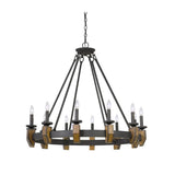 12 Light Cruz Metal & Wood Chandelier
