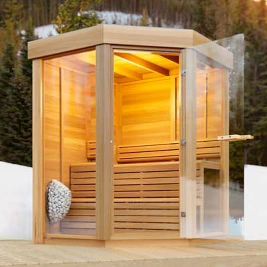 Knotty / Clear Cedar Pure Cube Trinity Outdoor Sauna
