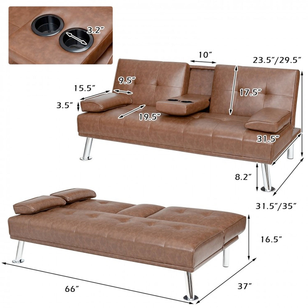 Convertible Folding Leather Futon Sofa Dimensions