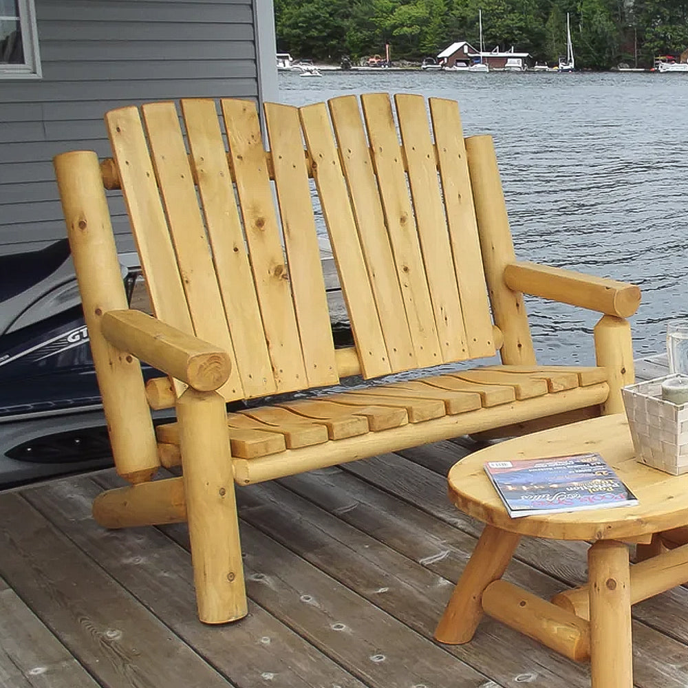 Muskoka Log Bench on the Dock