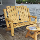 Muskoka Log Bench on the Dock