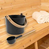 Narvi Black Sauna Bucket and Ladle