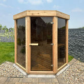 Knotty Cedar Trinity Corner Outdoor Sauna