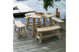 Curved Log Outdoor Bench with table