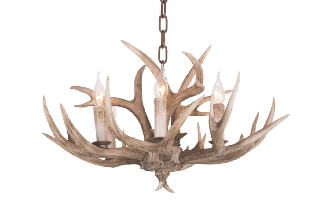 6 Light Faux Antler Chandelier