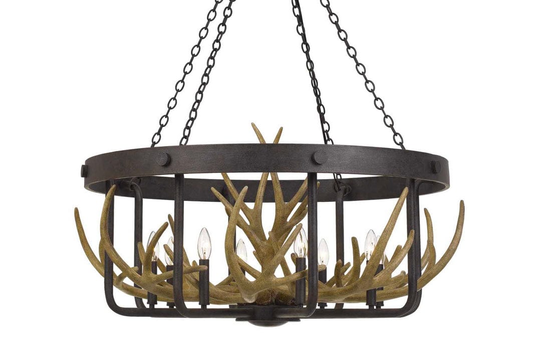 8 Light Metal & Faux Antler Chandelier