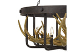 8 Light Metal & Faux Antler Chandelier Close Up