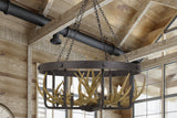 8 Light Metal & Faux Antler Chandelier Hanging