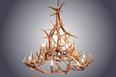 Antler Chandelier - 12 Light Elk Wagon Wheel Tall