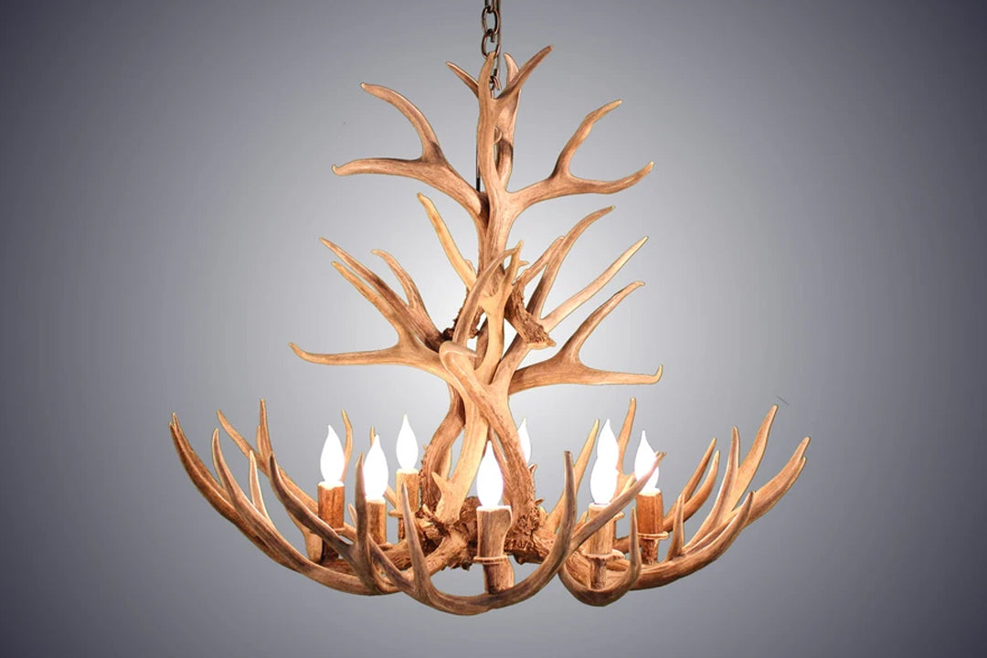 Antler Chandelier 8 Light Tall Mule Deer