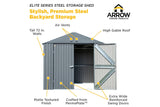 Arrow Elite Steel Storage Shed - 8' x 6'