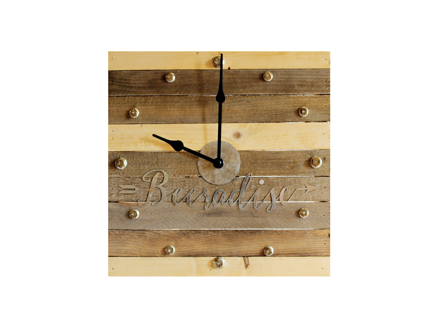 Beeradise Reclaimed Wood Clock