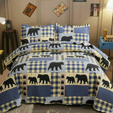 Black Bear Plaid Quilt Set