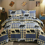 Black Bear Plaid Quilt Set