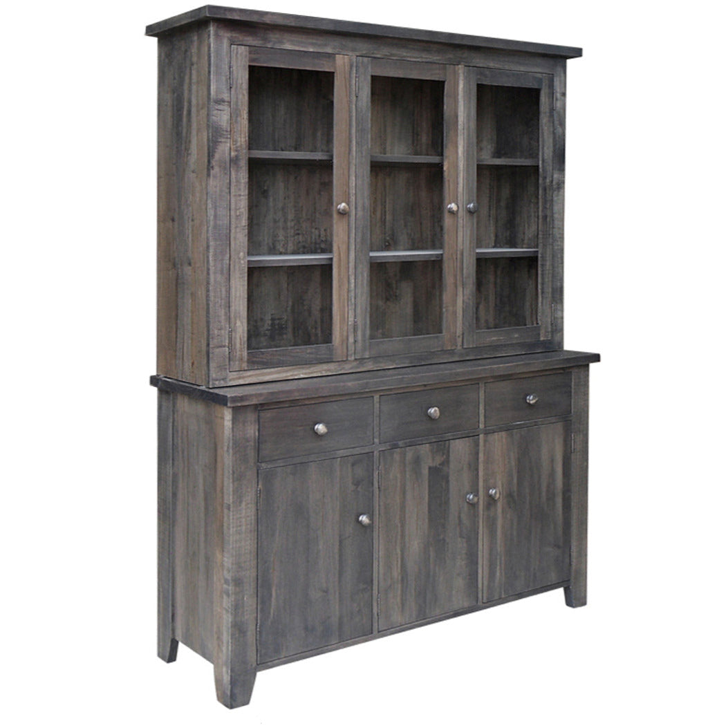 Dakota 3 Drawer 3 Door Buffet with 3 Glass Door Hutch