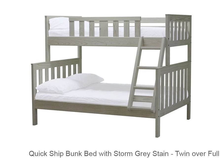 Oskar Quick Ship Bunk Bed with Storm Grey Stain - Twin over Full