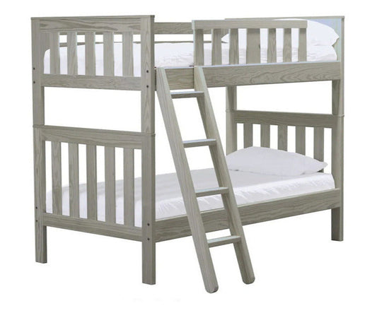  Quick Ship Bunk Bed with Storm Grey Stain - Twin over Twin