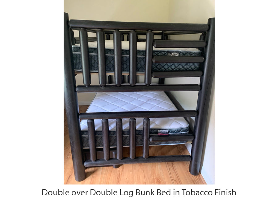 Double over Double Log Bunk Bed in Tobacco Finish