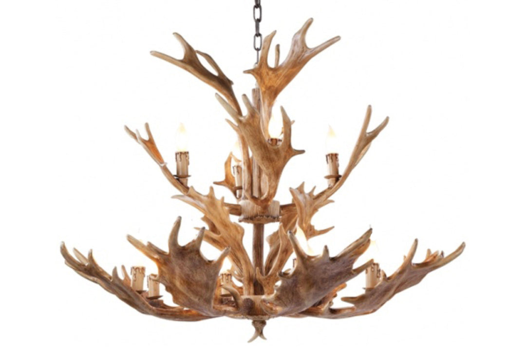 Faux 2 Tier Moose Antler Chandelier