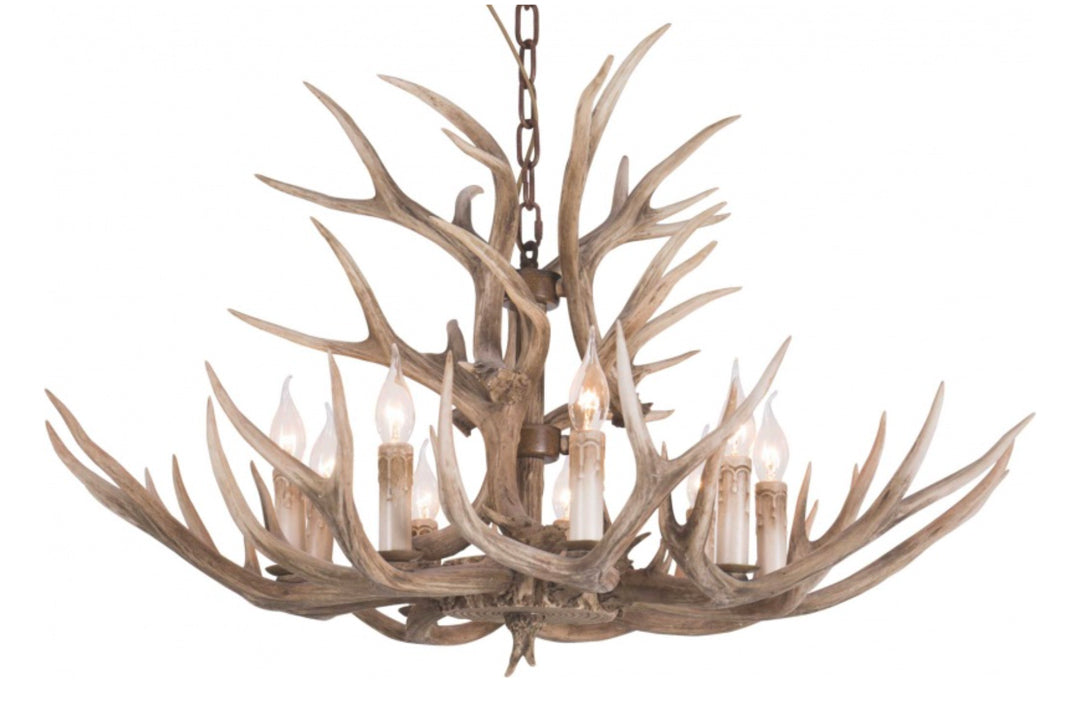 Faux 9 Light Antler Horn Chandelier