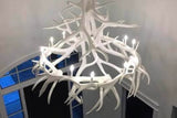 Faux Elk 15 Antler Chandelier White