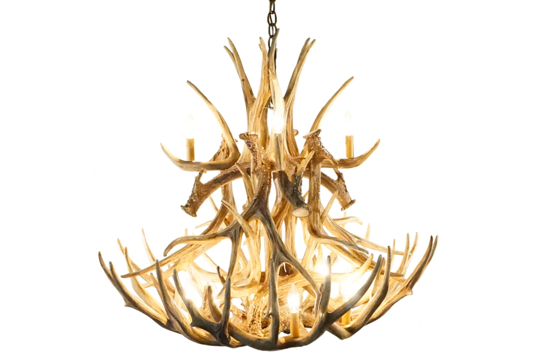 Faux Mule Deer 20 Antler Chandelier