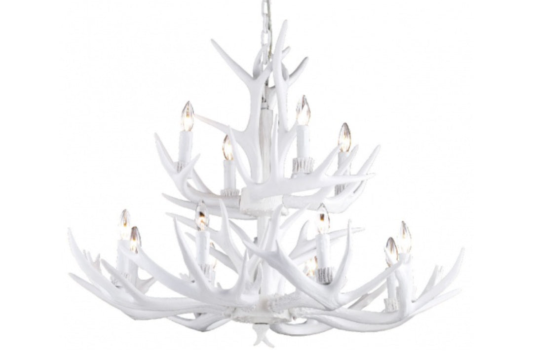 Faux White 2 Tier Antler Chandelier