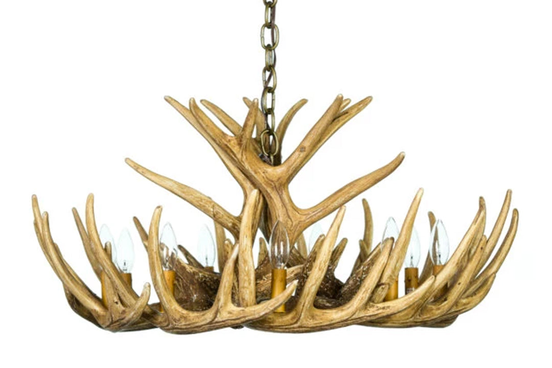 Faux Whitetail Deer 12 Antler Cascade Chandelier