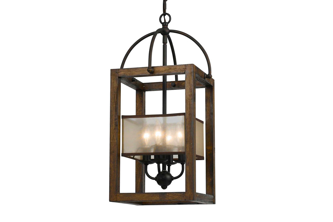 Mission Wood & Metal 4 Light Chandelier