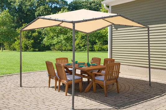Pacifica Gazebo Canopy Charcoal Frame and Marzipan Tan Cover 10 ft x 10 ft