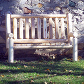 Standard Cedar Log Bench with Back front view