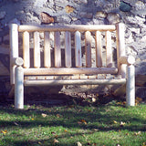 Standard Cedar Log Bench with Back front view