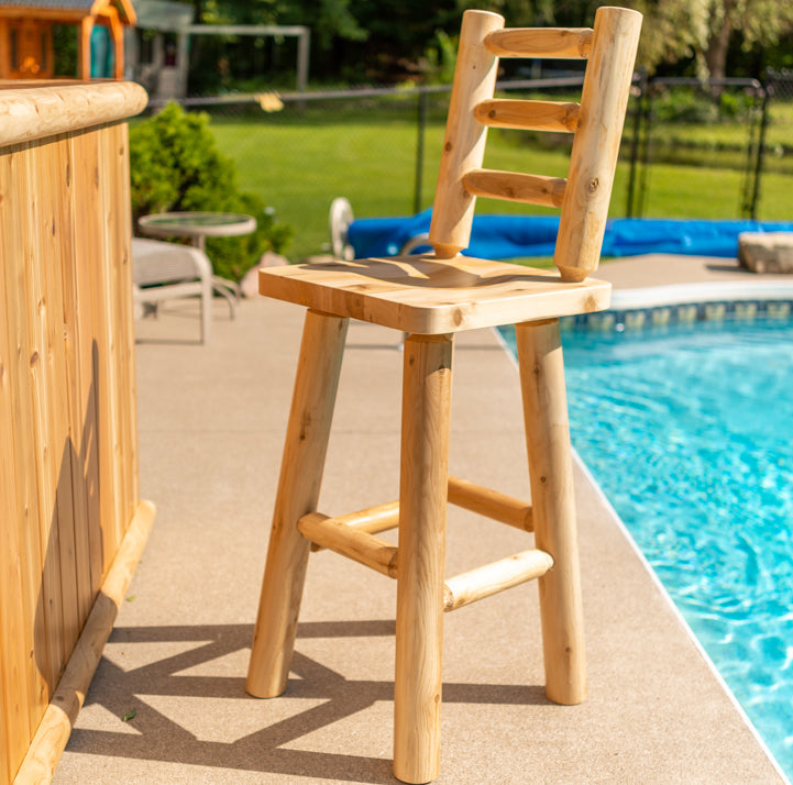 30" Log Bar Stool with Back