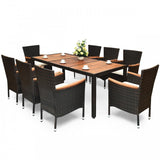 9 Piece Outdoor Dining Patio Rattan Set with Cushions
