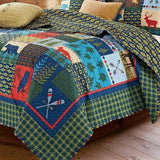 Lake and Cottage Quilt Close Up