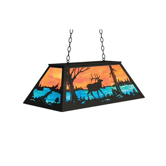 33" Long Elk at Lake Oblong Pendant - Sunset