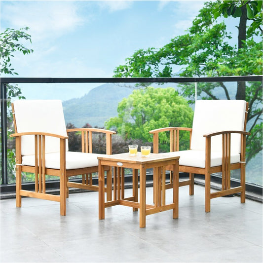 3 Piece Solid Wood Outdoor Patio Sofa Furniture Set