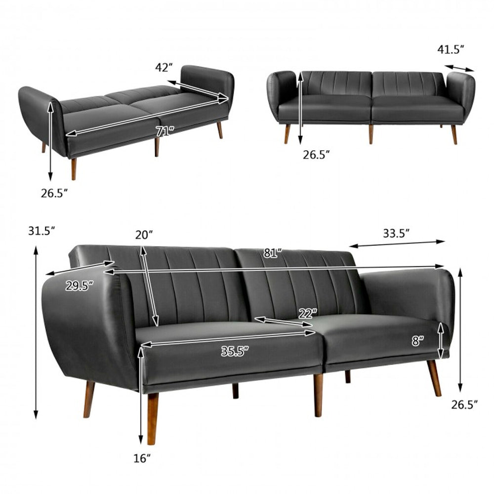 3 Seat Convertible Sofa Bed with Adjustable Backrest Dimensions