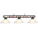 55" 3 Light Glass Shade Billiard Balls Lamp