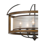 5 Mission Round Wood and Metal Pendant Chandelier