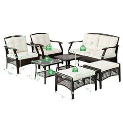 7 Piece Outdoor Patio Furniture Set with Waterproof Cover Dimensions