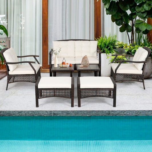 7 Piece Outdoor Patio Furniture Set with Waterproof Cover