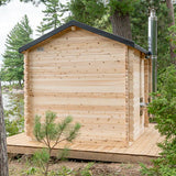 Back View of White Cedar Georgian Cabin Sauna