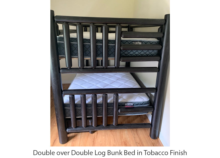 Double over Double Log Bunk Bed in Tobacco Finish