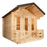 Outdoor White Cedar Georgian Cabin Sauna with Porch