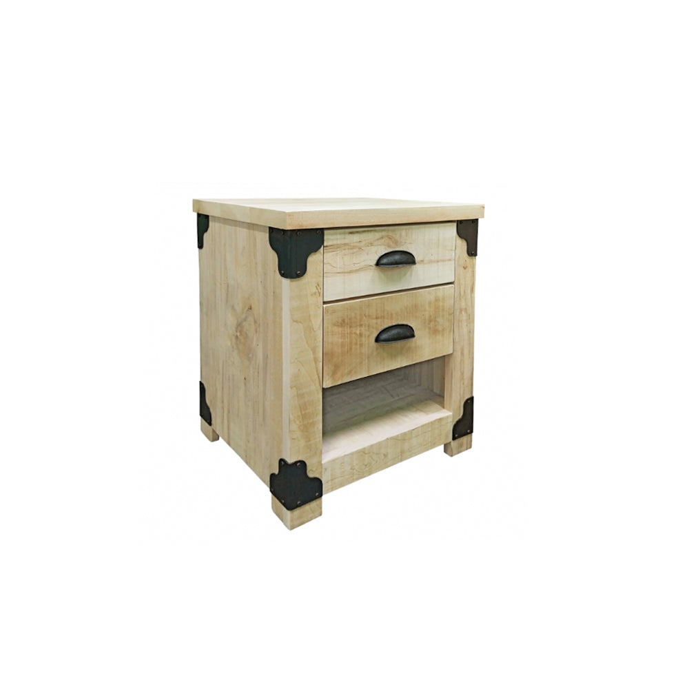 Iron Corner 2 Drawer Night Stand with Shelf