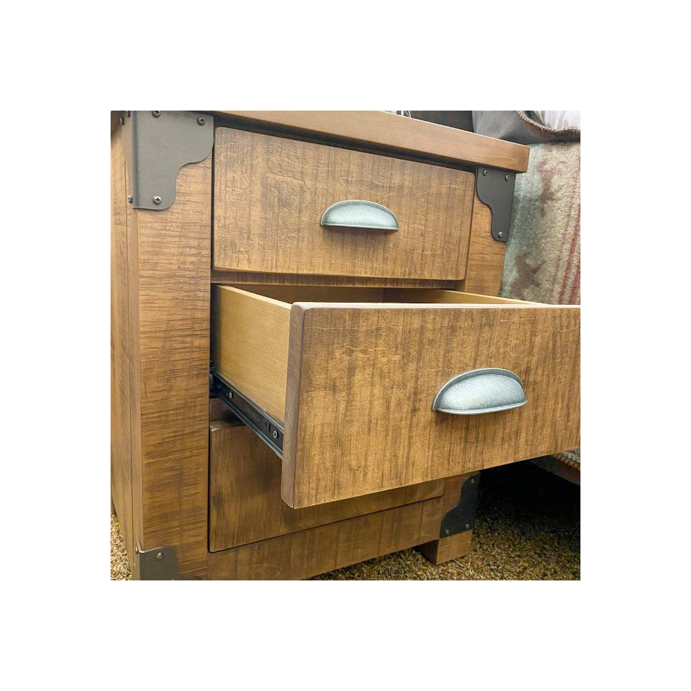 Iron Corner 3 Drawer Night Stand Open Drawer