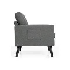 Mid Century Upholstered Armchair Club Chair with Rubber Wood Legs